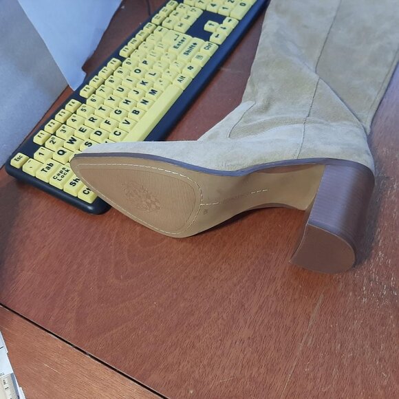 Vince Camuto Pearlanie Over Knee Boot Suede Beige Sz12 New With Defect - Picture 4 of 7
